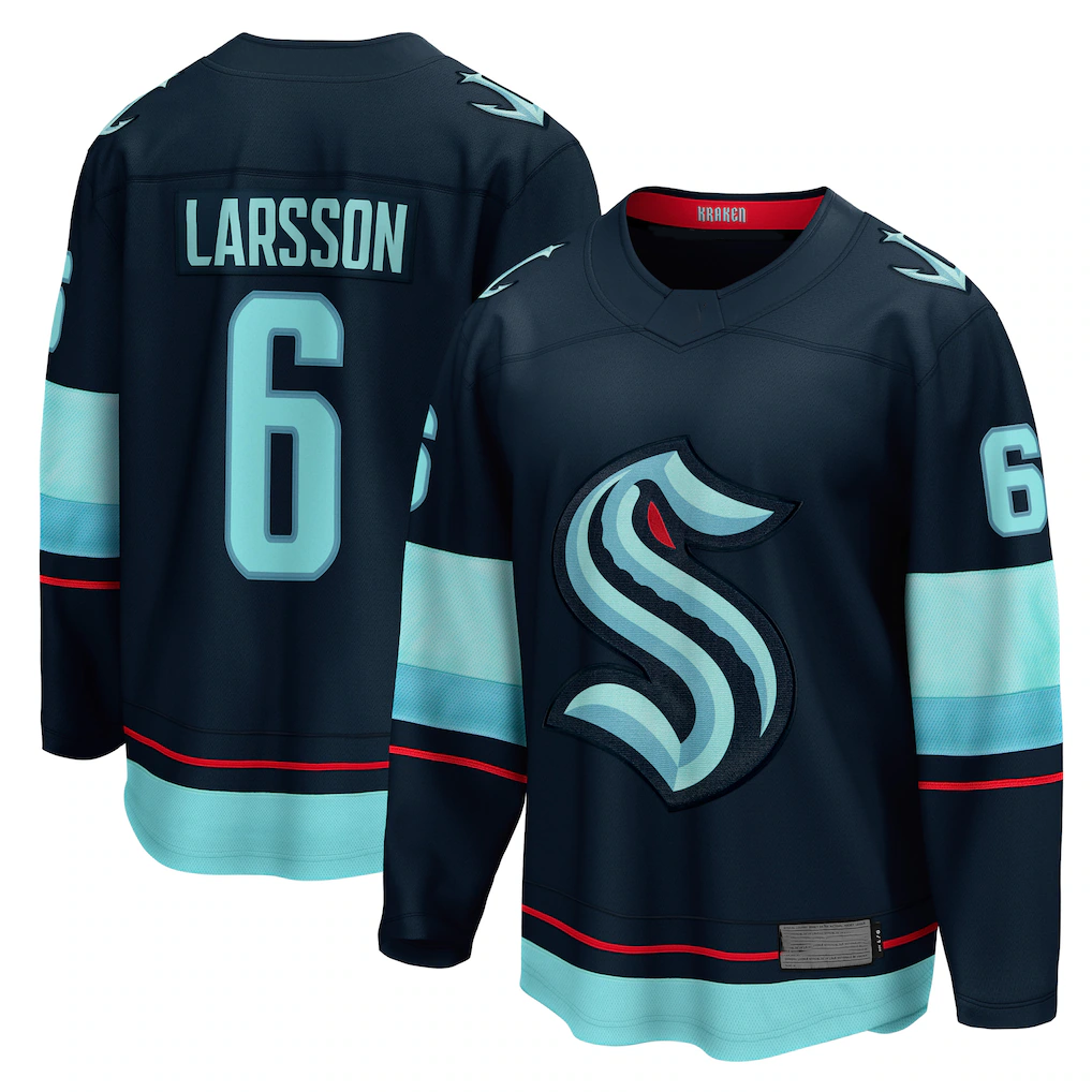 Ndoa S.Kraken #6 Adam Larsson Deep Sea Blue Home Breakaway Player Jerseys