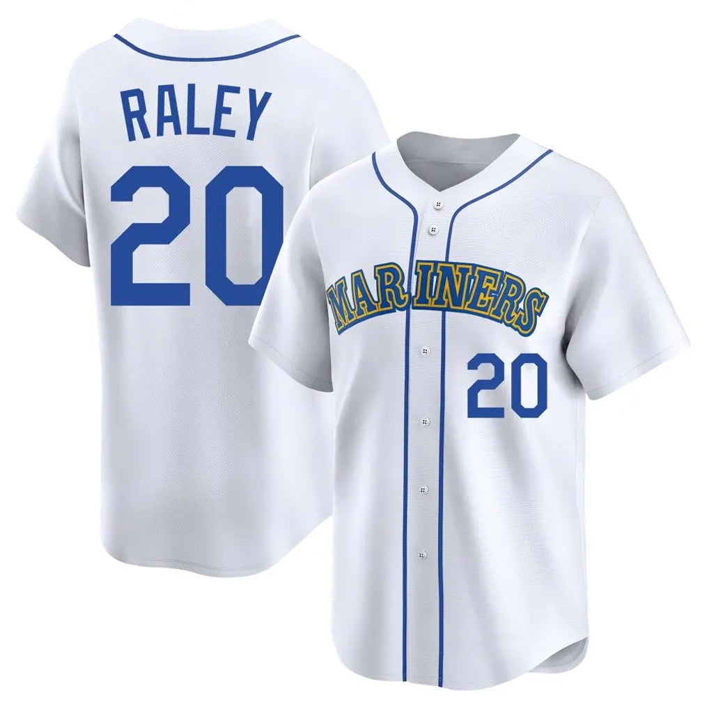 Ndoa S.Mariners #20 Luke Raley Player White Throwback Cooperstown Collection Limited Game Stitched Jerseys