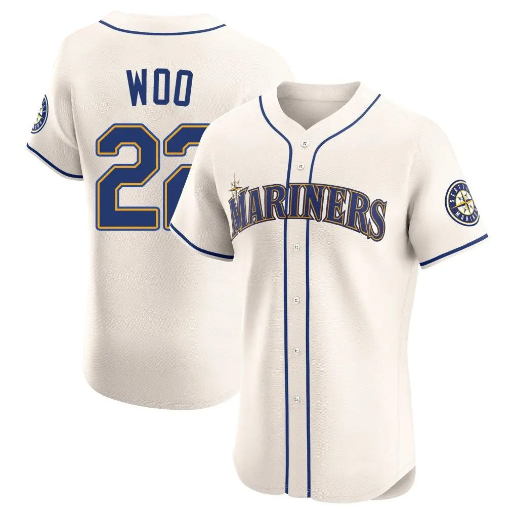 Ndoa S.Mariners #22 Bryan Woo Player Cream Home Limited Elite Stitched Jerseys