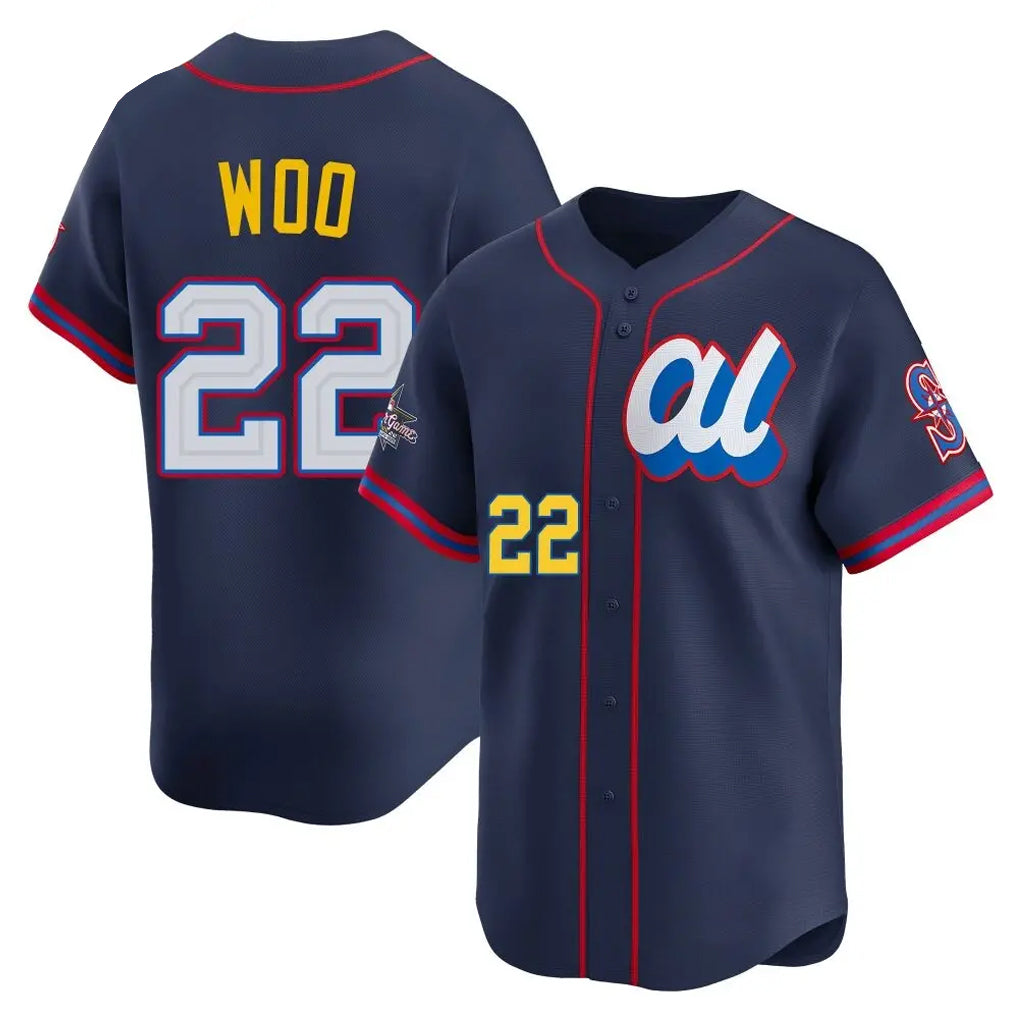 Ndoa S.Mariners #22 Bryan Woo Player Navy American League All-Star Edition Limited Stitched Jerseys