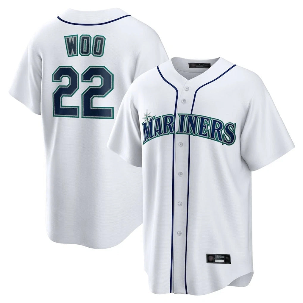 Ndoa S.Mariners #22 Bryan Woo Player White Home Game Stitched Jerseys