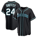 Ndoa S.Mariners #24 Ken Griffey Jr Player Black Fashion Home Limited Stitched Jerseys