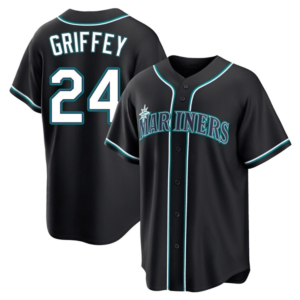 Ndoa S.Mariners #24 Ken Griffey Jr Player Black Fashion Home Limited Stitched Jerseys
