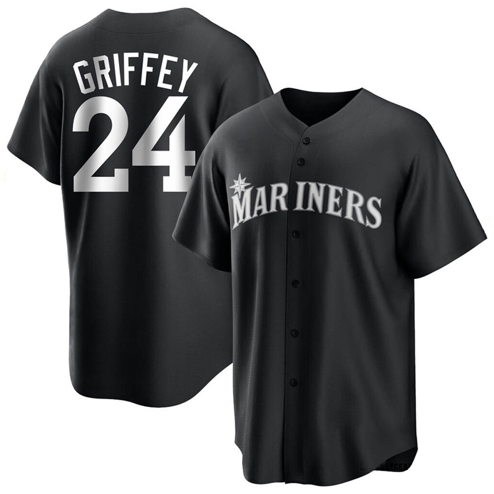 Ndoa S.Mariners #24 Ken Griffey Jr Player Black Home Limited Stitched Jerseys