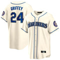 Ndoa S.Mariners #24 Ken Griffey Jr Player Cream Cooperstown Home Limited Stitched Jerseys