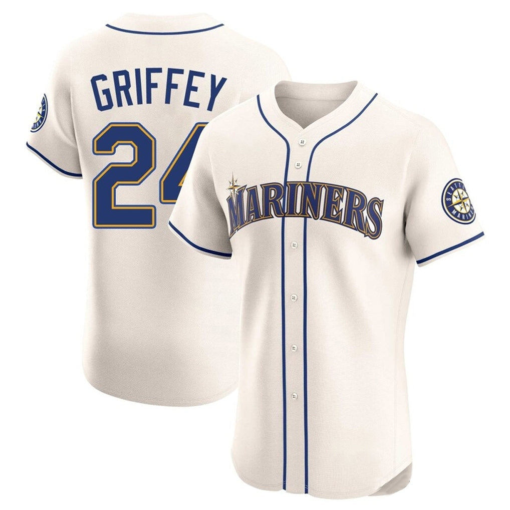 Ndoa S.Mariners #24 Ken Griffey Jr Player Cream Home Limited Elite Stitched Jerseys