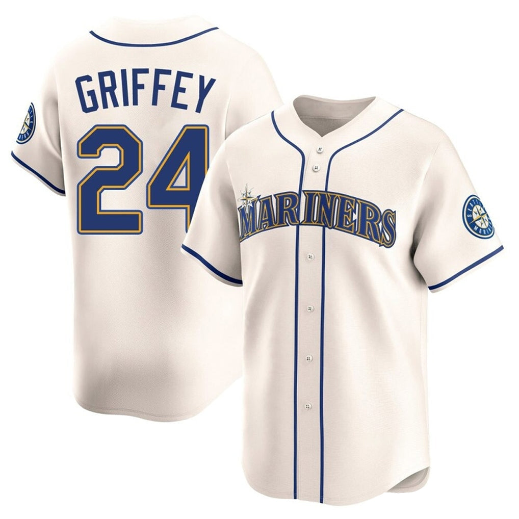 Ndoa S.Mariners #24 Ken Griffey Jr Player Cream Home Limited Stitched Jerseys