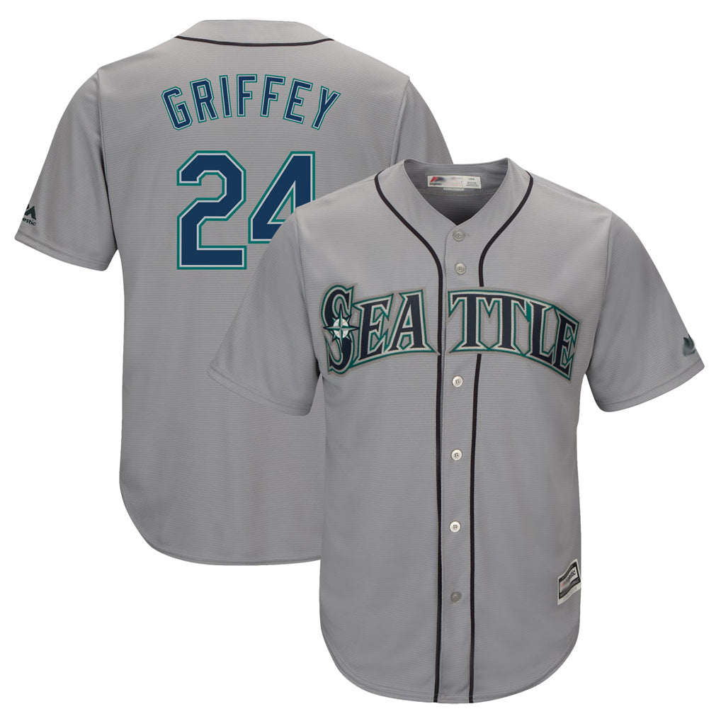 Ndoa S.Mariners #24 Ken Griffey Jr Player Gray Cool Base Home Game Stitched Jerseys