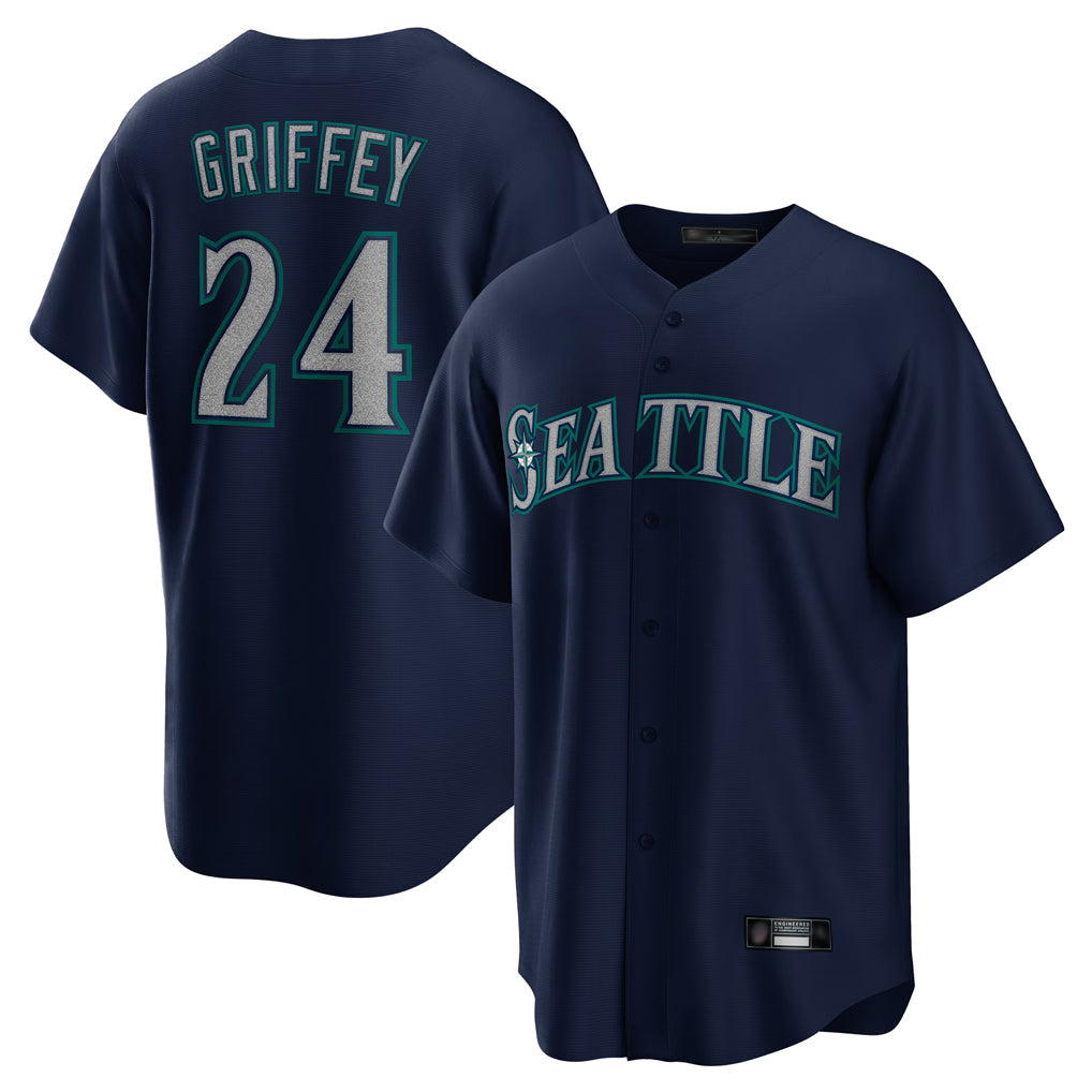 Ndoa S.Mariners #24 Ken Griffey Jr Player Navy Home Game Stitched Jerseys