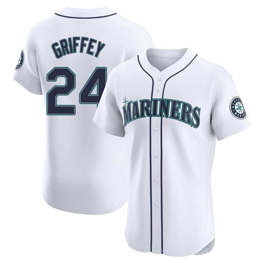 Ndoa S.Mariners #24 Ken Griffey Jr Player White Home Limited Elite Stitched Jerseys