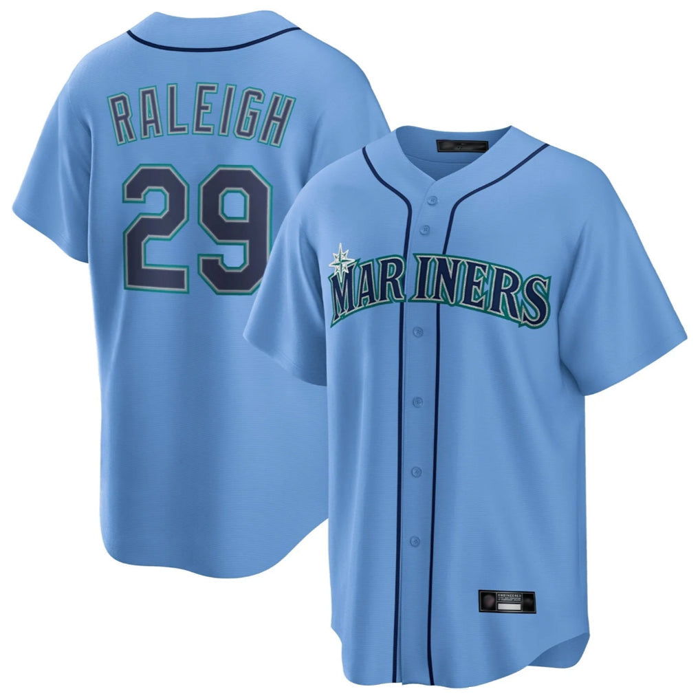 Ndoa S.Mariners #29 Cal Raleigh Player Light Blue Home Game Stitched Jerseys