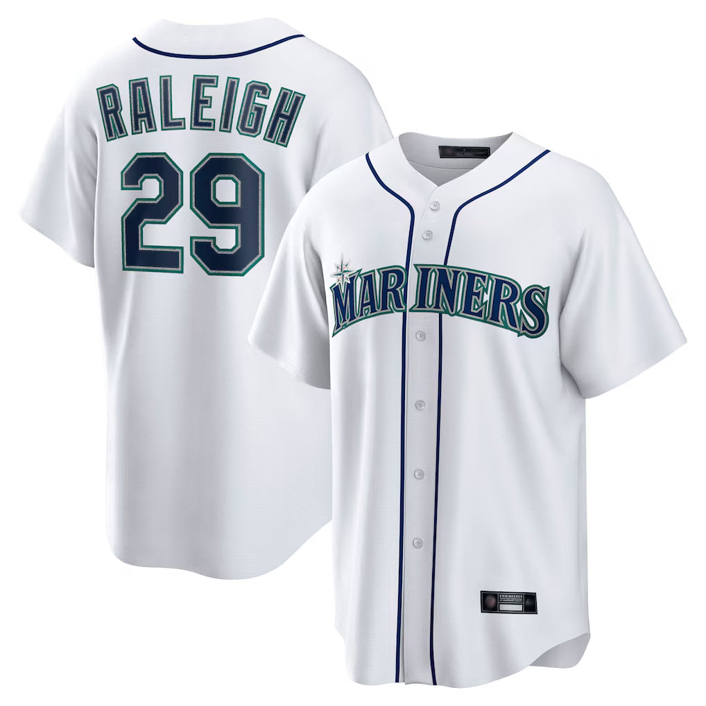 Ndoa S.Mariners #29 Cal Raleigh Player White Home Game Stitched Jerseys