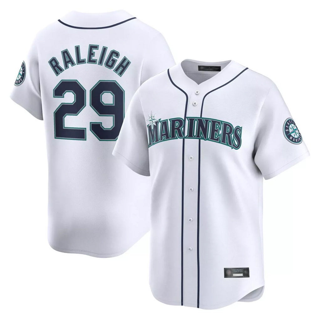 Ndoa S.Mariners #29 Cal Raleigh Player White Home Limited Stitched Jerseys