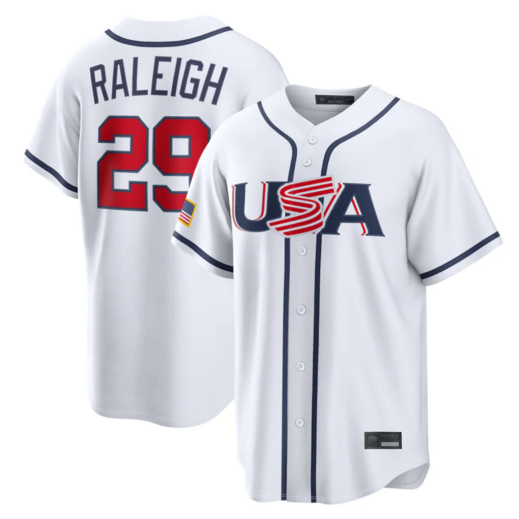 Ndoa S.Mariners #29 Cal Raleigh Player White USA 2026 World Classic Game Stitched Jerseys