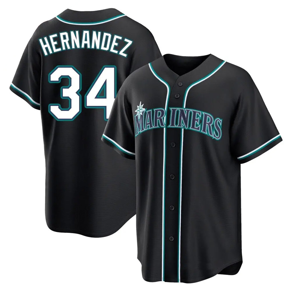 Ndoa S.Mariners #34 Felix Hernandez Player Black Fashion Home Limited Stitched Jerseys