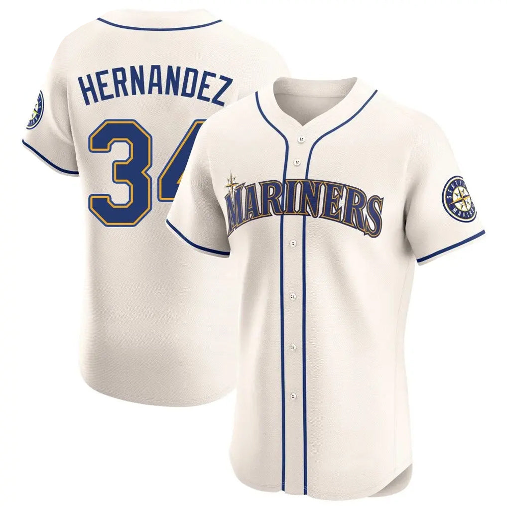 Ndoa S.Mariners #34 Felix Hernandez Player Cream Home Limited Elite Stitched Jerseys