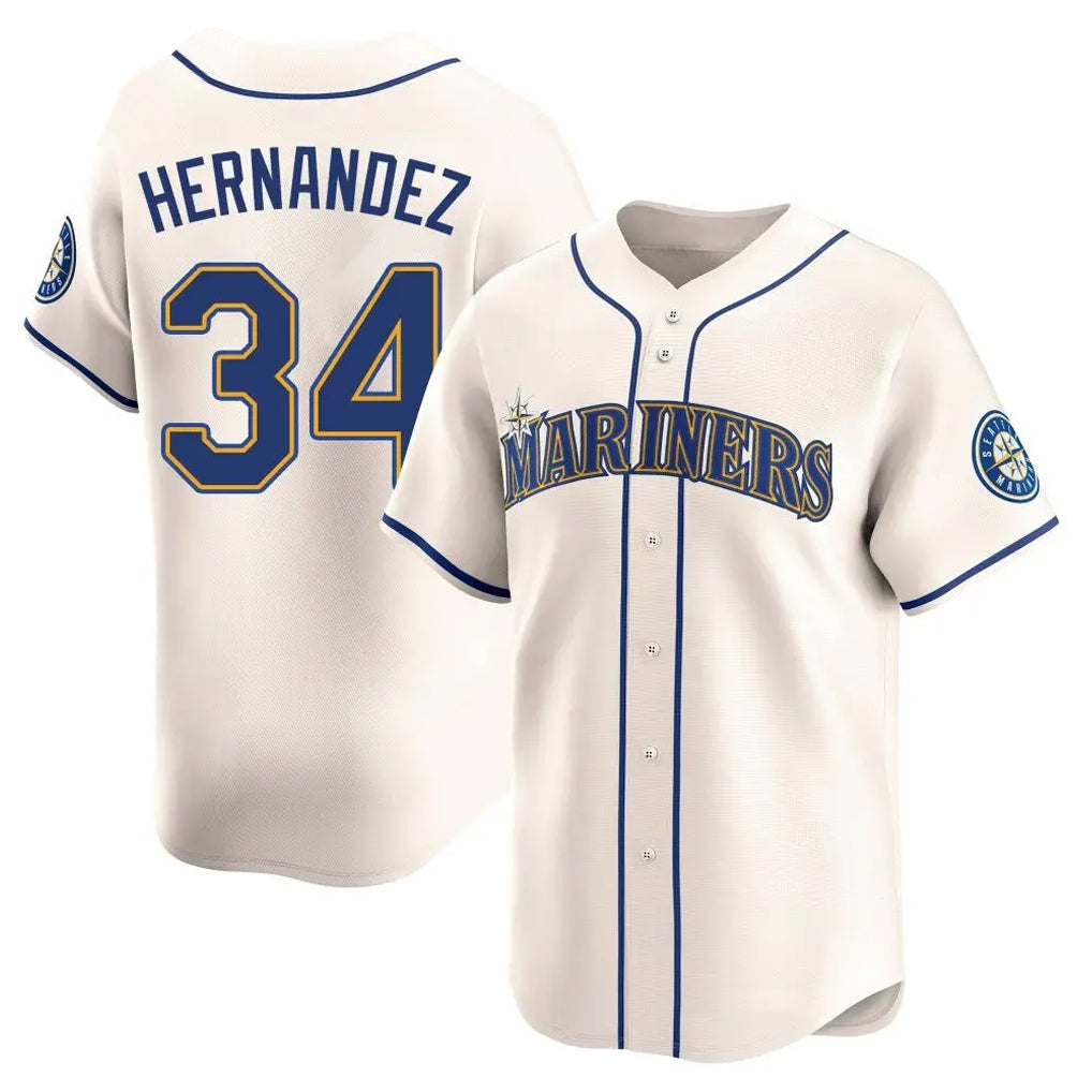 Ndoa S.Mariners #34 Felix Hernandez Player Cream Home Limited Stitched Jerseys