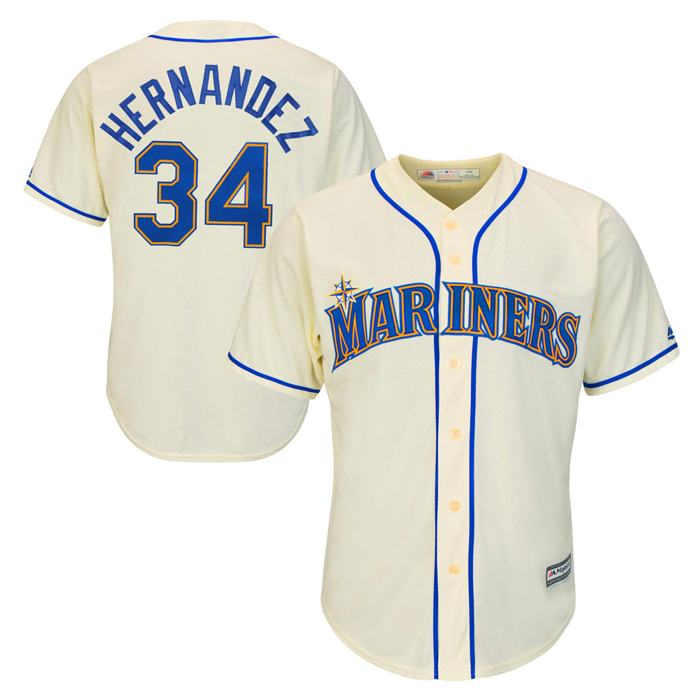 Ndoa S.Mariners #34 Felix Hernandez Player Cream Majestic Home Cool Base Limited Stitched Jerseys