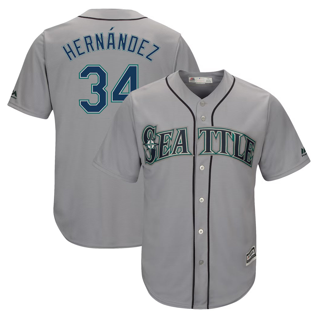 Ndoa S.Mariners #34 Felix Hernandez Player Gray Majestic Home Cool Base Limited Stitched Jerseys
