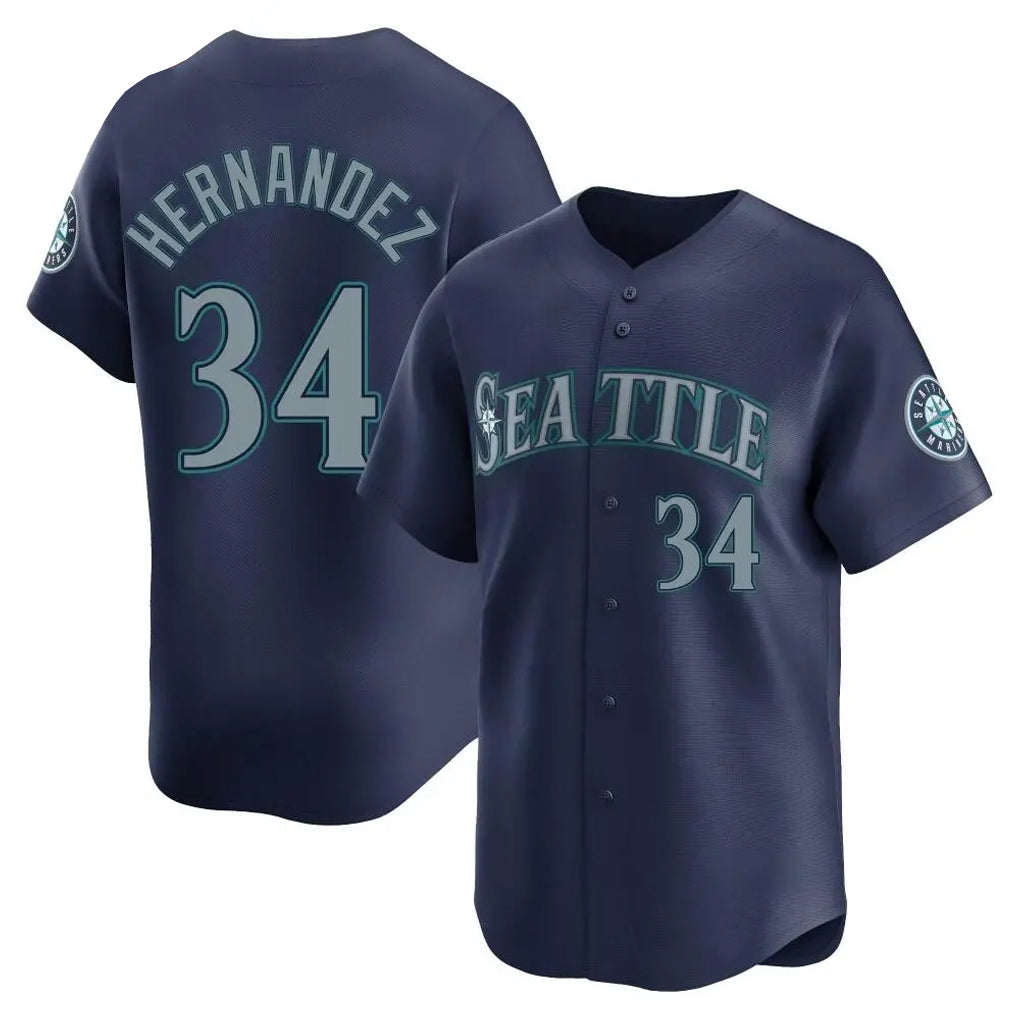 Ndoa S.Mariners #34 Felix Hernandez Player Navy Home Limited Stitched Jerseys
