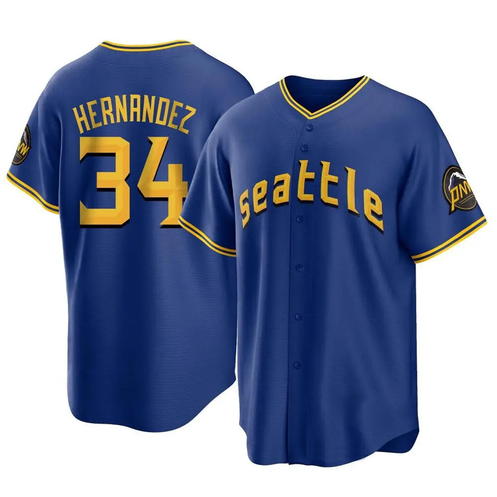 Ndoa S.Mariners #34 Felix Hernandez Player Royal City Connect Home Game Stitched Jerseys