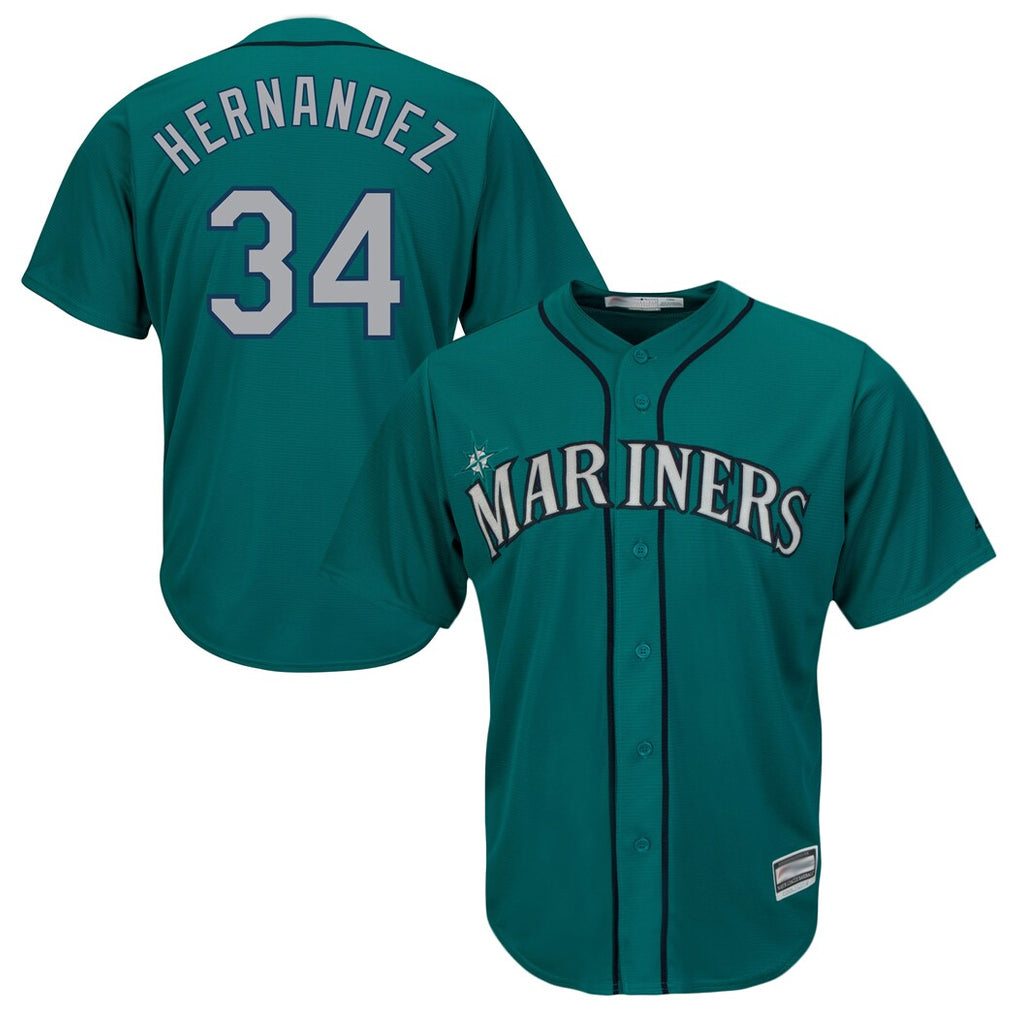 Ndoa S.Mariners #34 Felix Hernandez Player Teal Majestic Cool Base Limited Stitched Jerseys