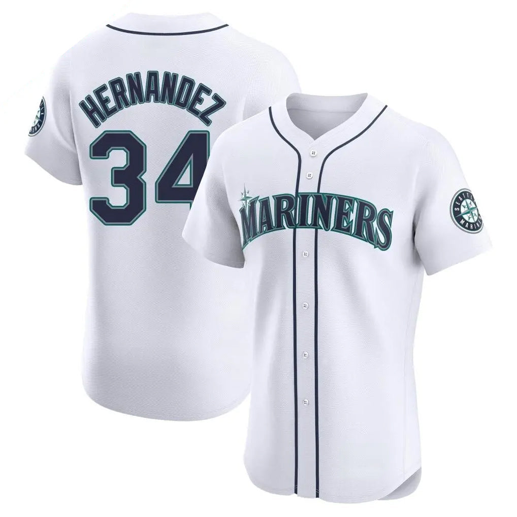 Ndoa S.Mariners #34 Felix Hernandez Player White Home Limited Elite Stitched Jerseys