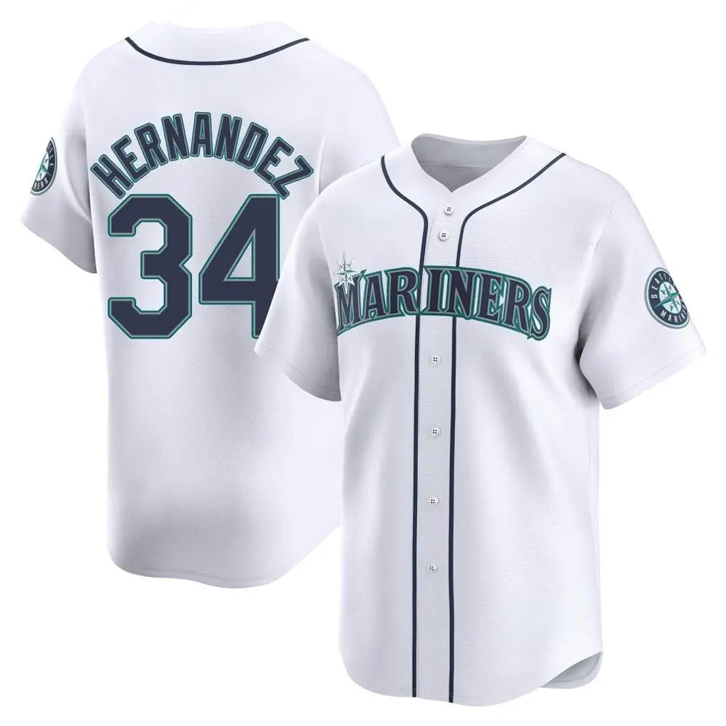 Ndoa S.Mariners #34 Felix Hernandez Player White Home Limited Stitched Jerseys