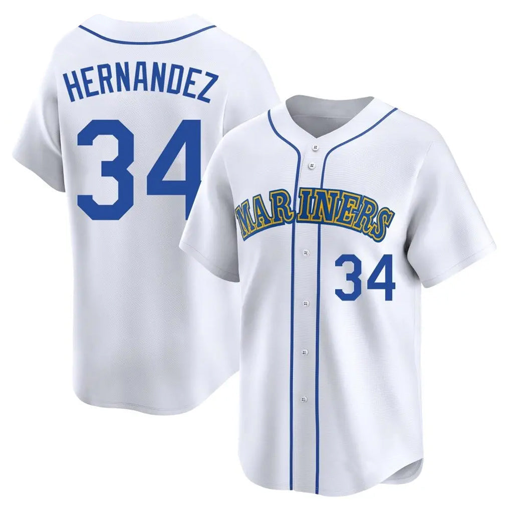 Ndoa S.Mariners #34 Felix Hernandez Player White Limited Throwback Cooperstown Collection Stitched Jerseys