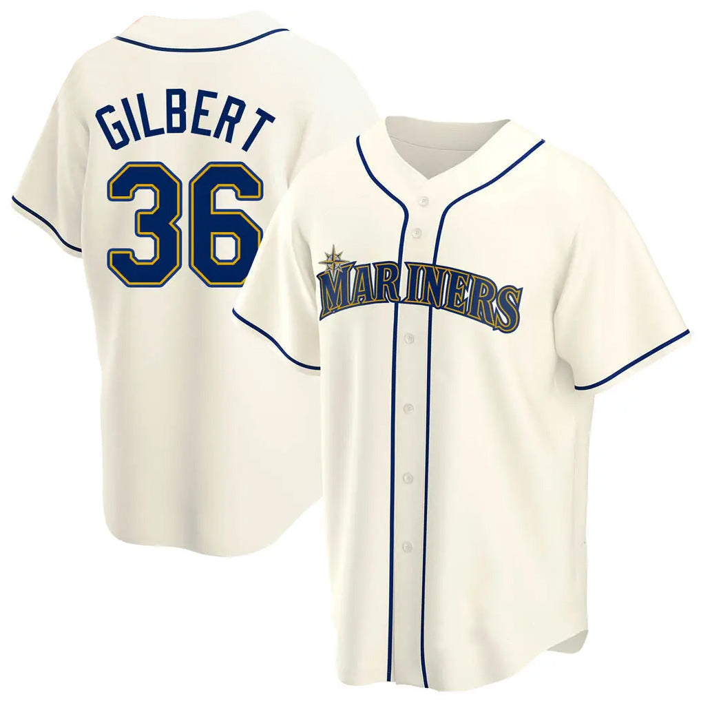 Ndoa S.Mariners #36 Logan Gilbert Player Cream Home Game Stitched Jerseys