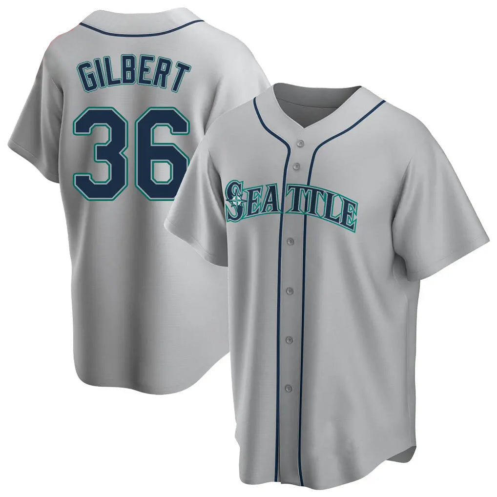 Ndoa S.Mariners #36 Logan Gilbert Player Gray Home Game Stitched Jerseys