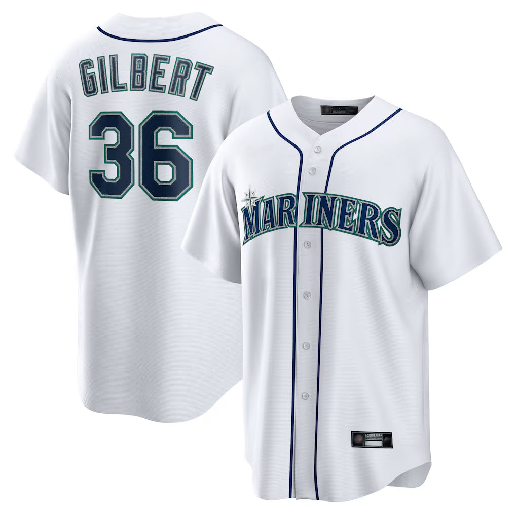 Ndoa S.Mariners #36 Logan Gilbert Player White Home Game Stitched Jerseys