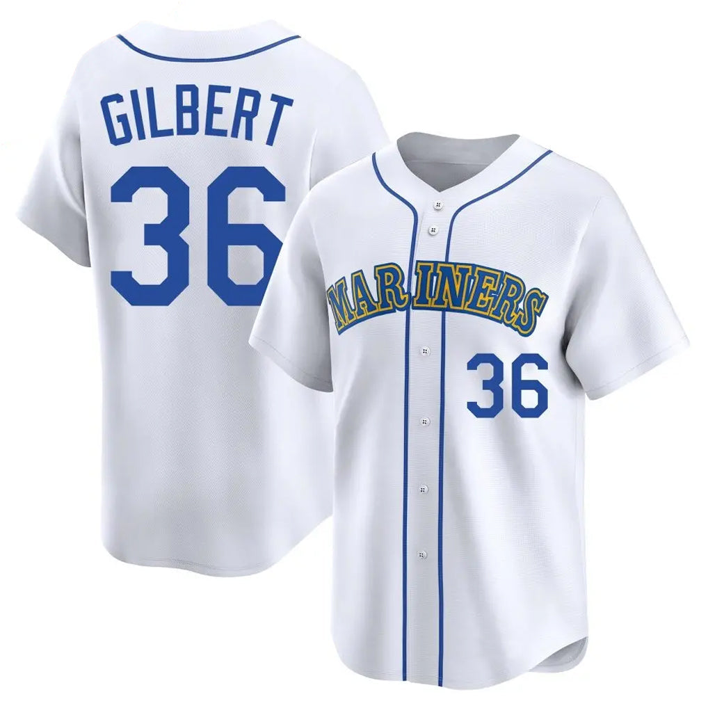 Ndoa S.Mariners #36 Logan Gilbert Player White Throwback Cooperstown Collection Limited Game Stitched Jerseys