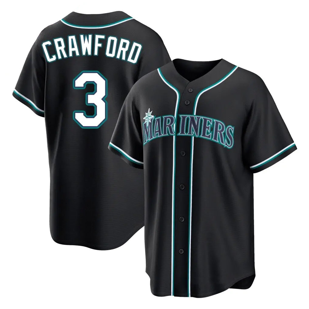 Ndoa S.Mariners #3 J.P. Crawford Player Black Fashion Home Limited Stitched Jerseys