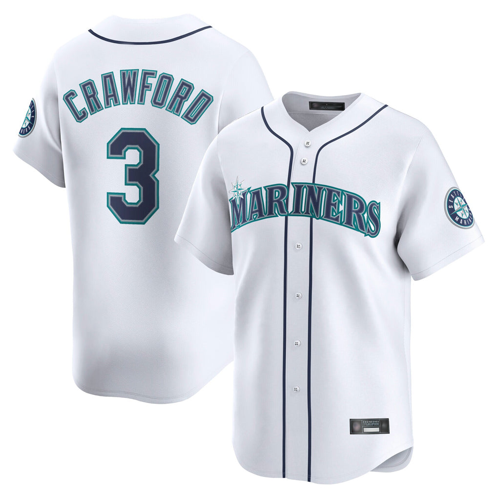 Ndoa S.Mariners #3 J.P. Crawford Player White Home Limited Stitched Jerseys