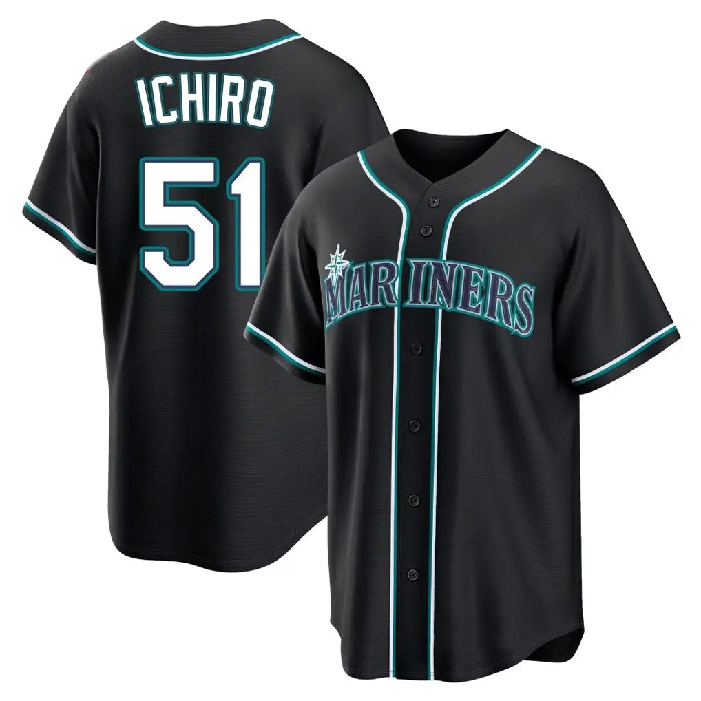 Ndoa S.Mariners #51 Ichiro Suzuki Player Black Fashion Home Limited Stitched Jerseys