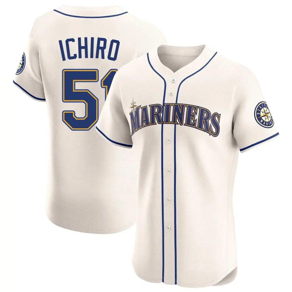 Ndoa S.Mariners #51 Ichiro Suzuki Player Cream Home Limited Elite Stitched Jerseys