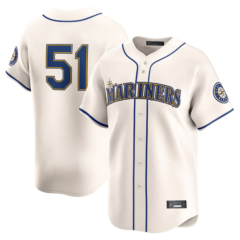 Ndoa S.Mariners #51 Ichiro Suzuki Player Cream Home Limited Stitched Jerseys