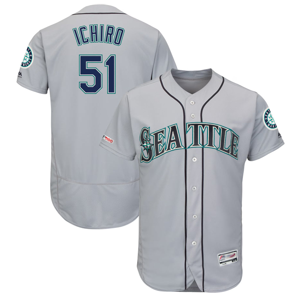 Ndoa S.Mariners #51 Ichiro Suzuki Player Gray Majestic Road Flex Base Collection Limited Stitched Jerseys