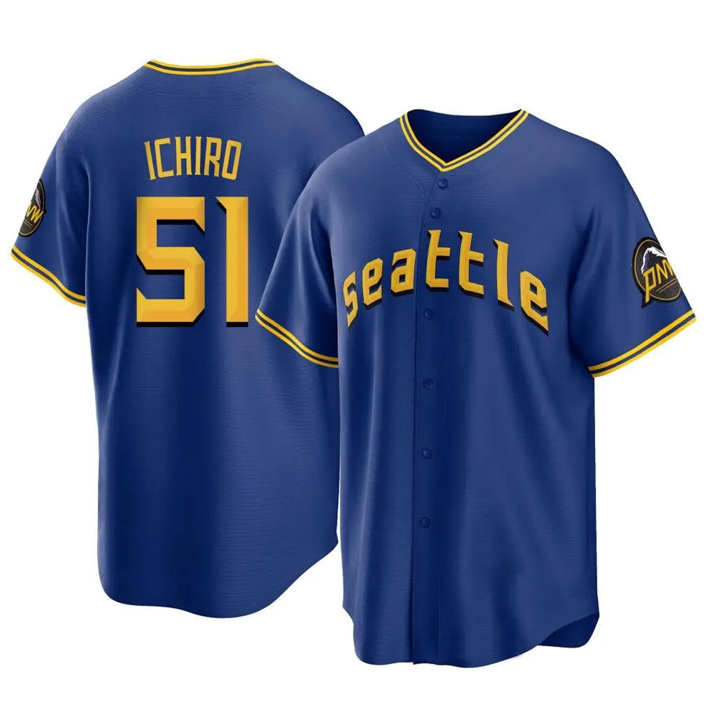 Ndoa S.Mariners #51 Ichiro Suzuki Player Royal City Connect Home Game Stitched Jerseys