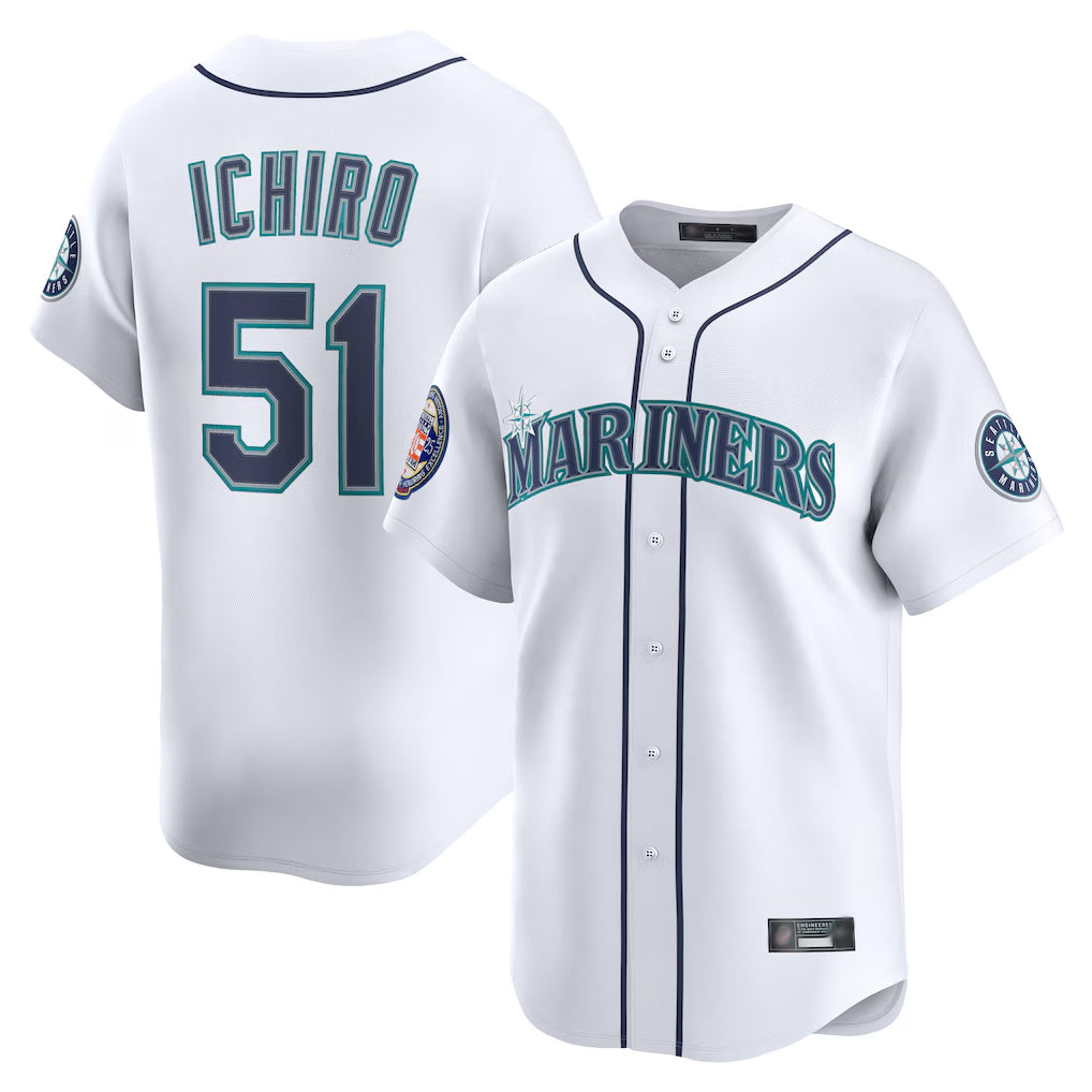 Ndoa S.Mariners #51 Ichiro Suzuki Player White 2025 National Hall of Fame Home Limited Stitched Jerseys