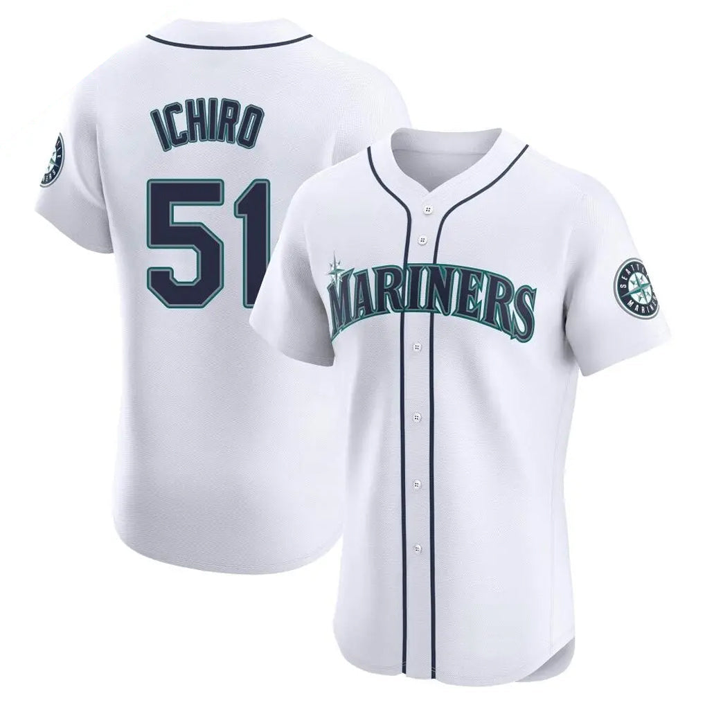 Ndoa S.Mariners #51 Ichiro Suzuki Player White Home Limited Elite Stitched Jerseys