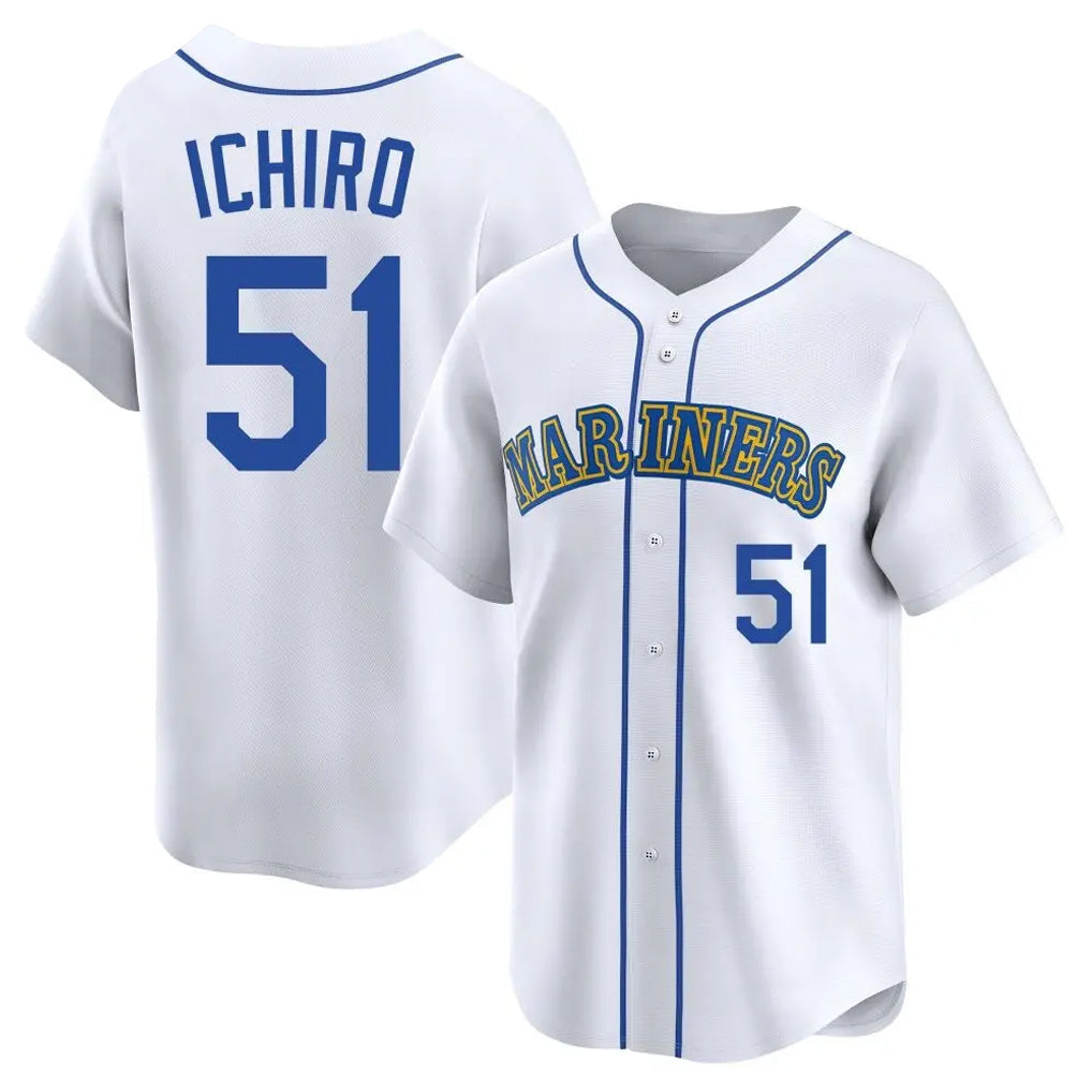 Ndoa S.Mariners #51 Ichiro Suzuki Player White Pitch Fashion Game Stitched Jerseys
