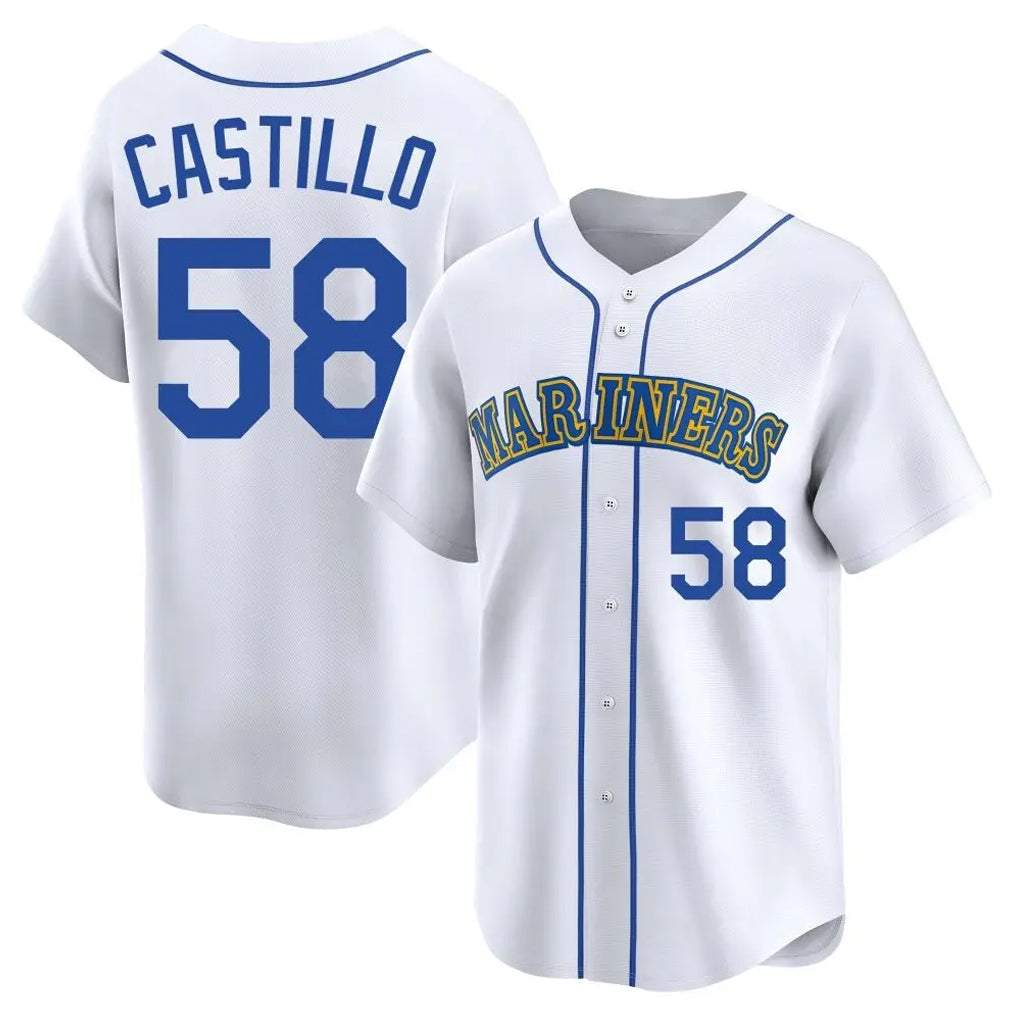 Ndoa S.Mariners #58 Luis Castillo Player White Throwback Cooperstown Collection Limited Game Stitched Jerseys