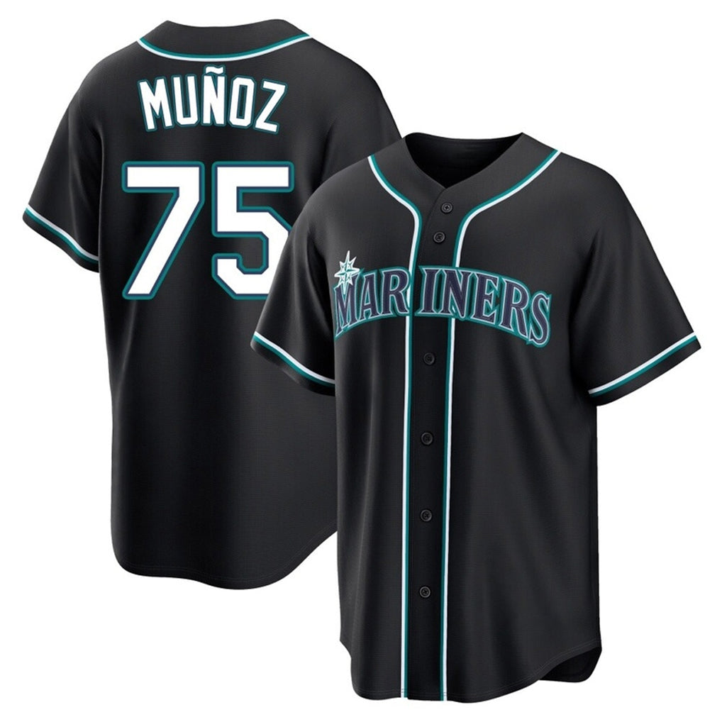 Ndoa S.Mariners #75 Andres Munoz Player Black Fashion Home Limited Stitched Jerseys
