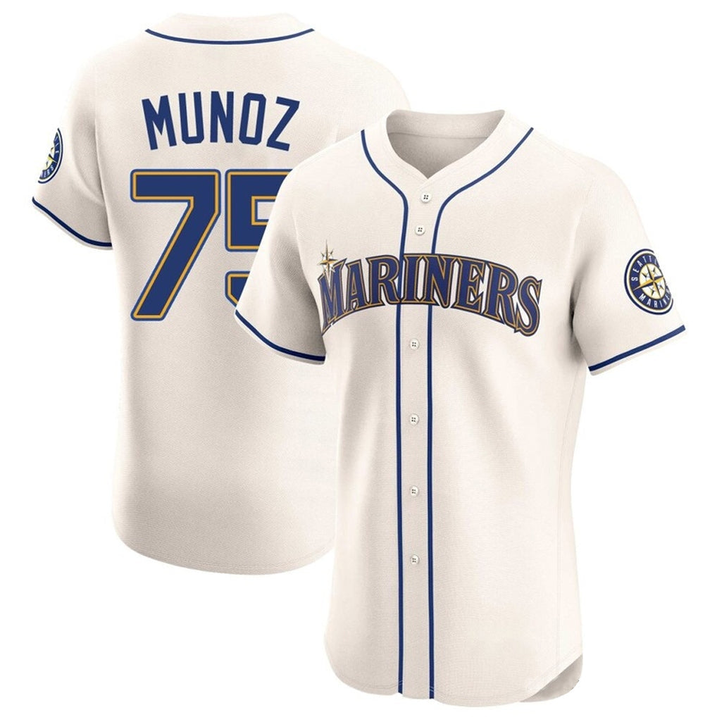 Ndoa S.Mariners #75 Andres Munoz Player Cream Home Limited Elite Stitched Jerseys