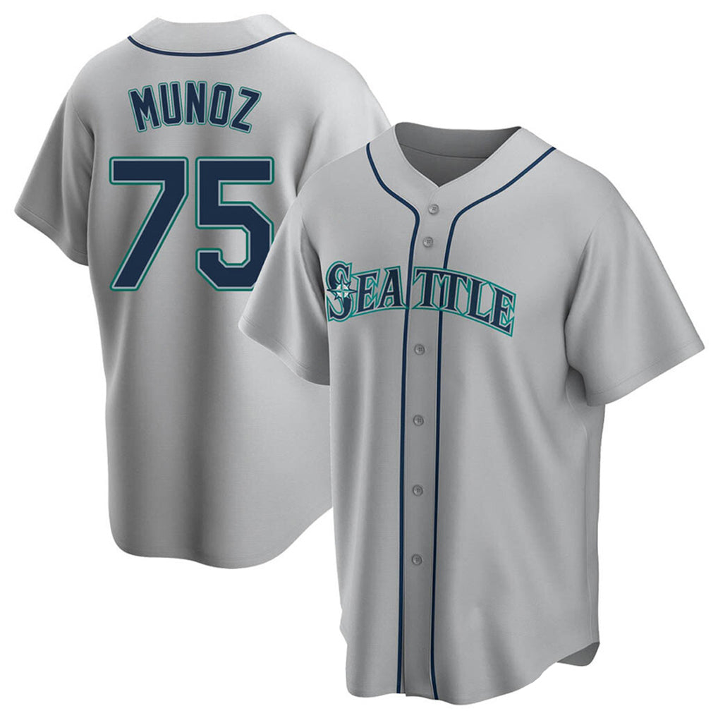 Ndoa S.Mariners #75 Andres Munoz Player Gray Home Game Stitched Jerseys
