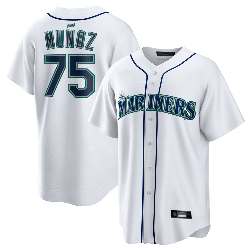 Ndoa S.Mariners #75 Andres Munoz Player White Home Game Stitched Jerseys