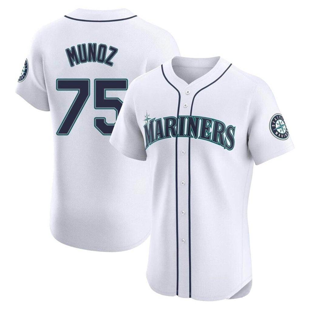 Ndoa S.Mariners #75 Andres Munoz Player White Home Limited Elite Stitched Jerseys