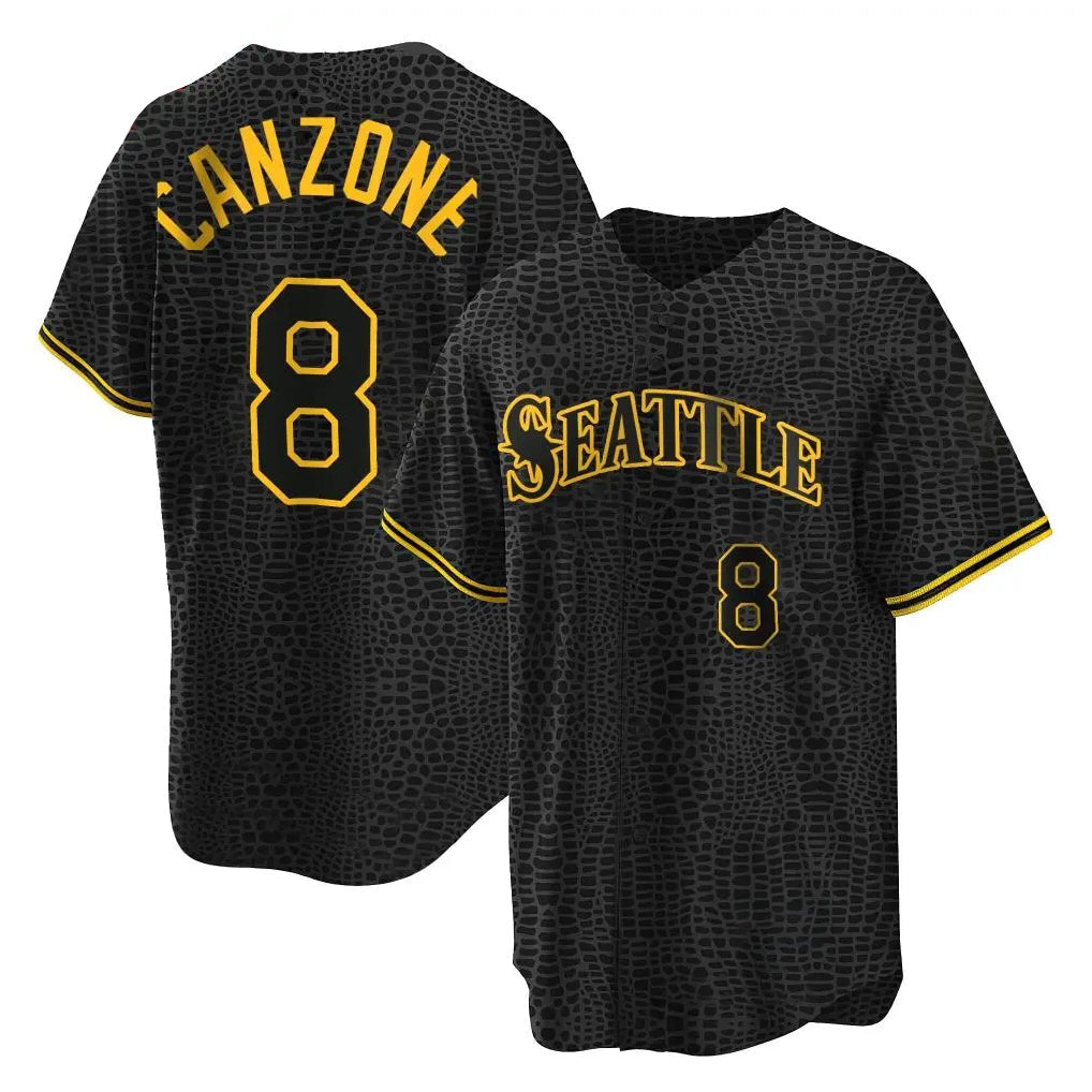 Ndoa S.Mariners #8 Dominic Canzone Player Black Snake Skin City Home Limited Stitched Jerseys